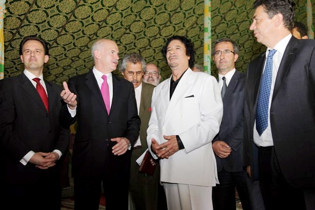 George Papandreou Muammar Gaddafi